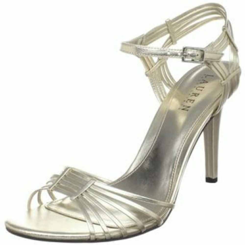Lauren Ralph Lauren Adalira Silver Leather Heels